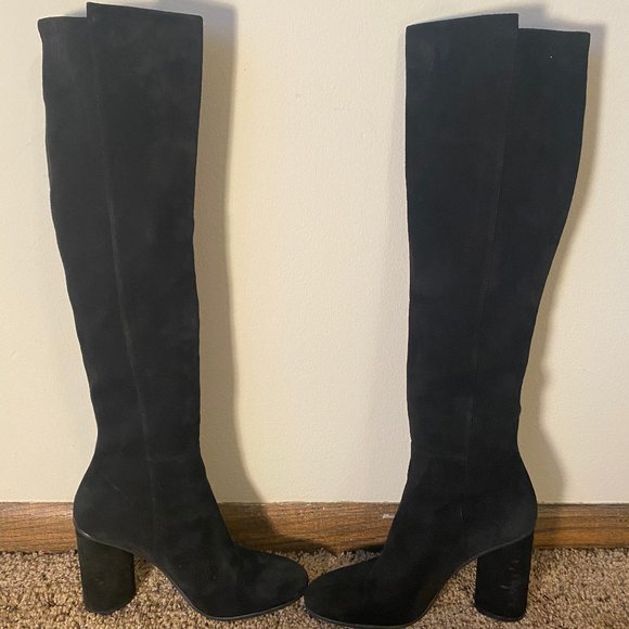 Tall Black Stuart Weitzman Suede Boots, Size 8 - Picture 8 of 11